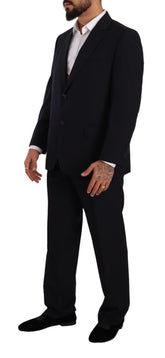 Domenico Tagliente Blue Polyester Single Breasted Formal Suit